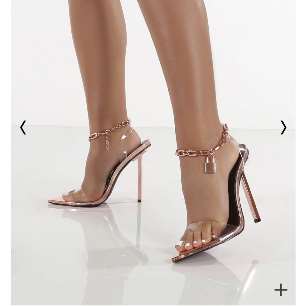 Brand new rose gold chain detail heels